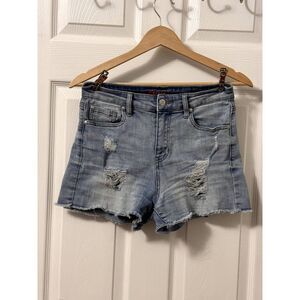 GUESS WOMEN'S DISTRESSED BLUE DENIM JEAN SHORTS Sz US 27